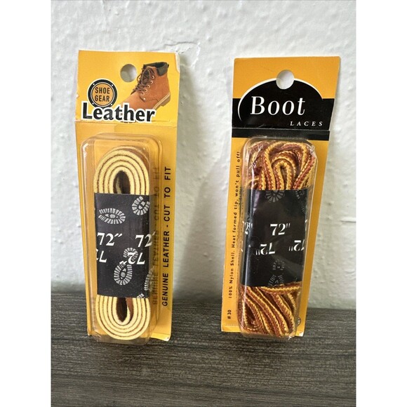 2 Sets Boot Laces, Shoe Gear Leather & STAY-TY Nylon Laces Heavy Duty 72” 183 Cm - Picture 1 of 5